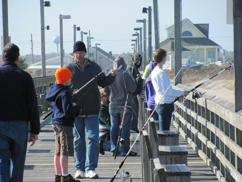 fishing on the pier - very windy!