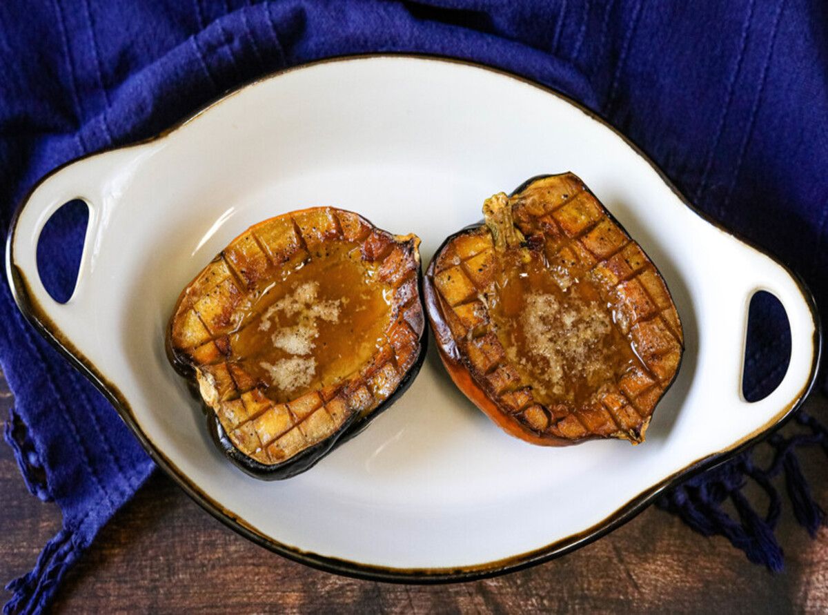 Acorn Squash Baked in Butter and Maple Syrup