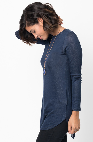 Shop for Navy Crew Neck Terry Long Sleeved Tunic New Colors $42 on caralase.com