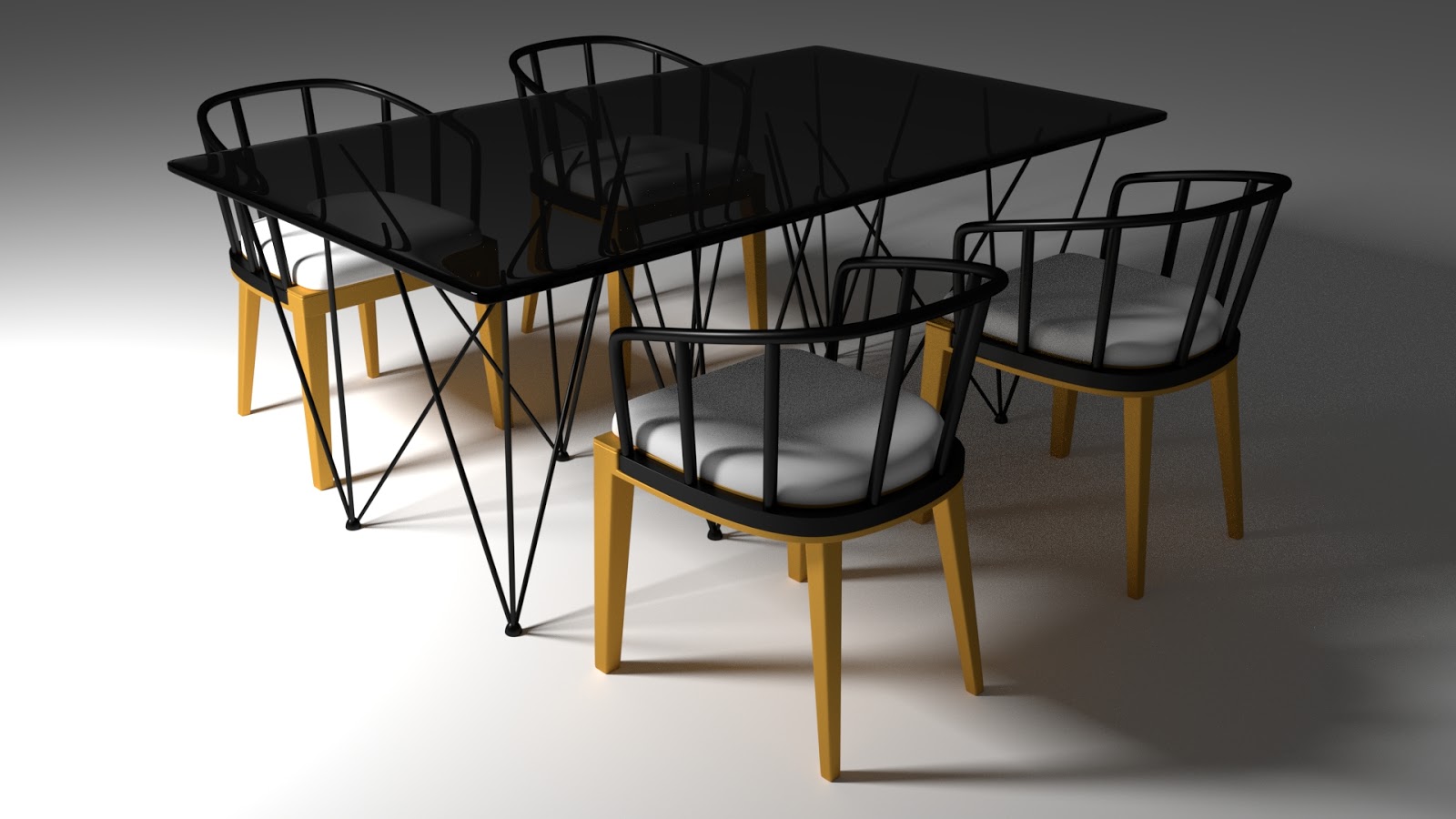 Free 3D Set Dining Table & Chairs .blend file
