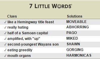 7 Little Words - Daily Puzzle Answers: July 14 2016 - 7 Little Words