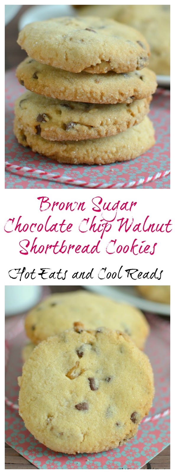 A delicious and buttery cookie that's great for cookie exchanges, holidays or even an after school snack! Brown Sugar Chocolate Chip Walnut Shortbread Cookies Recipe Plus 5 Best Holiday Chocolate Recipes from Hot Eats and Cool Reads