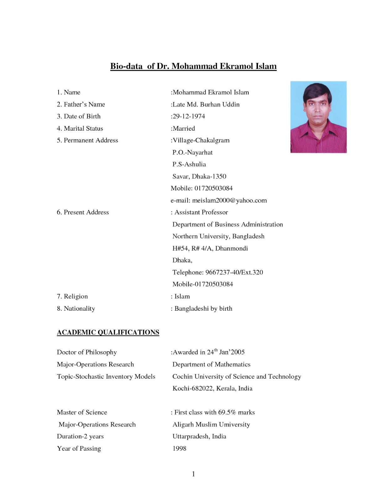 Biodata For Marriage Template For Girl