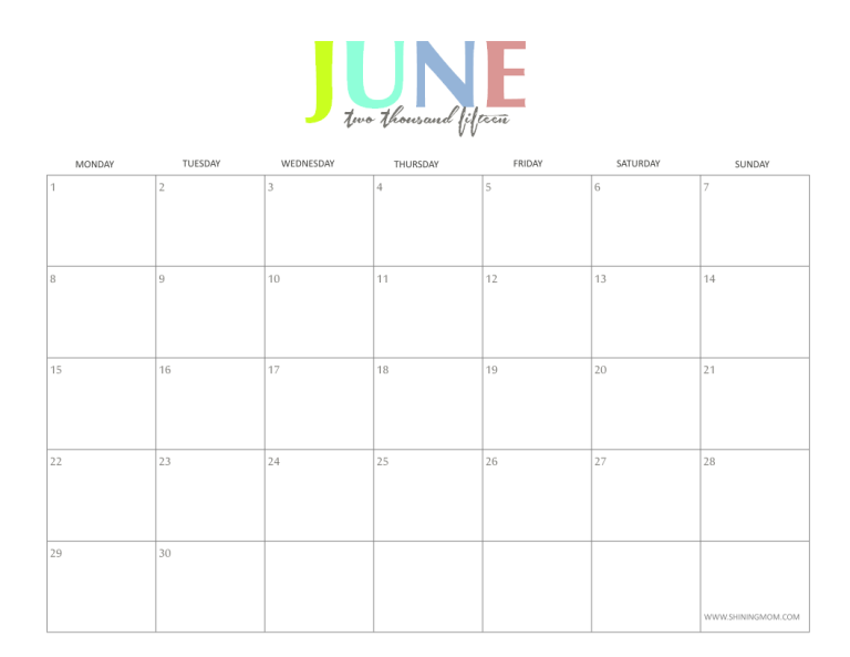 Free Printable Calendar 2021: Free Printable Calendar June