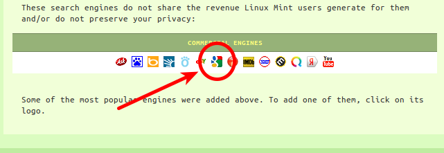 Linux Mint + Firefox Googleをデフォルト検索エンジンにする aqm08