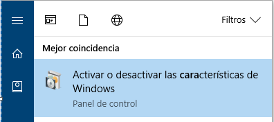 Activar o desactivar las características de Windows