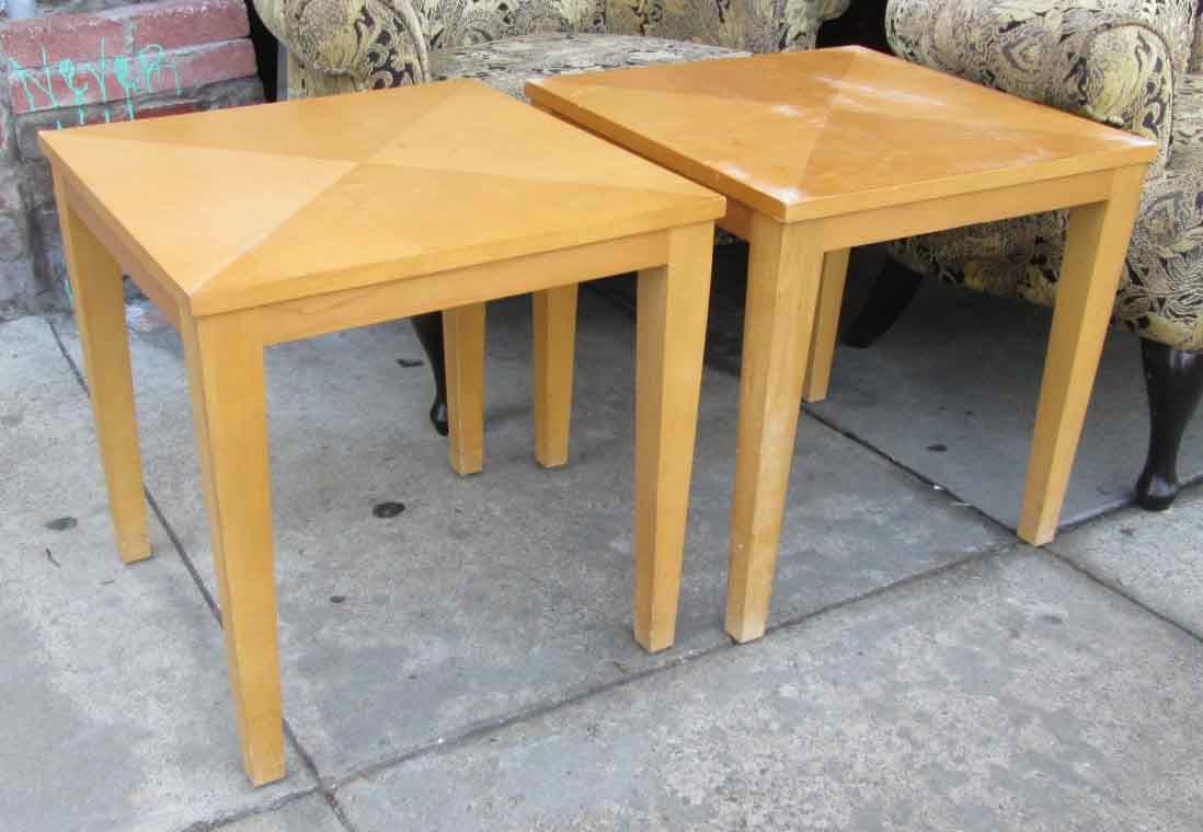 UHURU FURNITURE & COLLECTIBLES SOLD Pair End Tables with Birds Eye