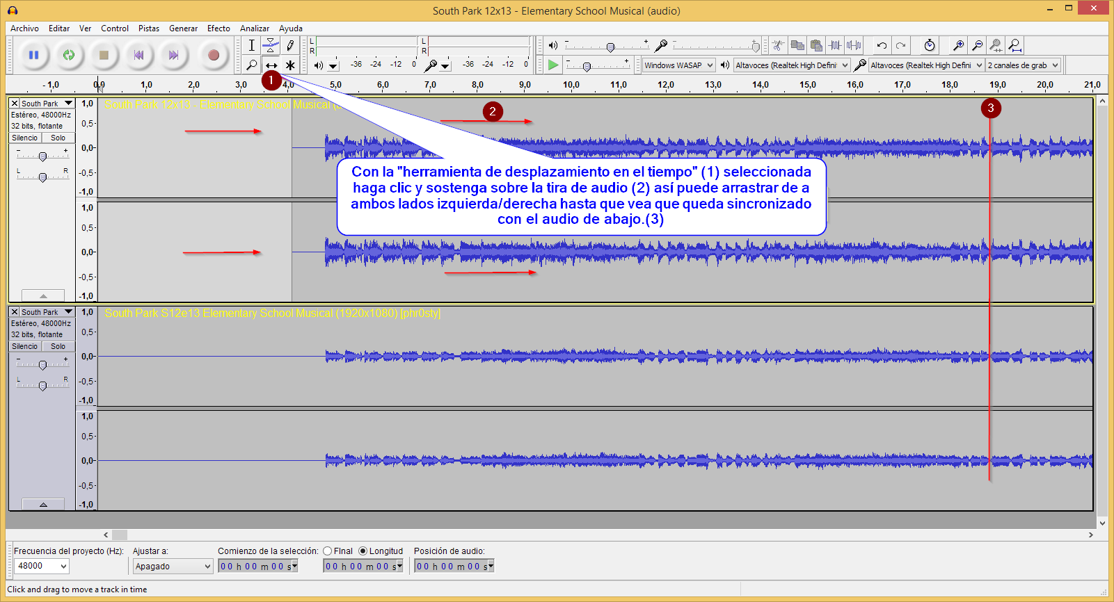 Audacity + Extra; Guia tutorial para sincronizar