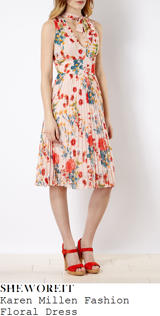karen millen pleated floral midi dress