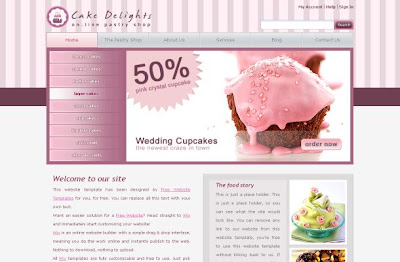 Pink Cake Photoshop CSS HTML Website Template