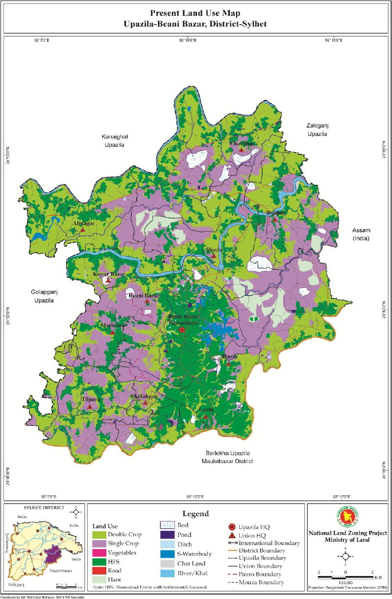 Beanibazar Upazila Mouza Map Sylhet District Bangladesh