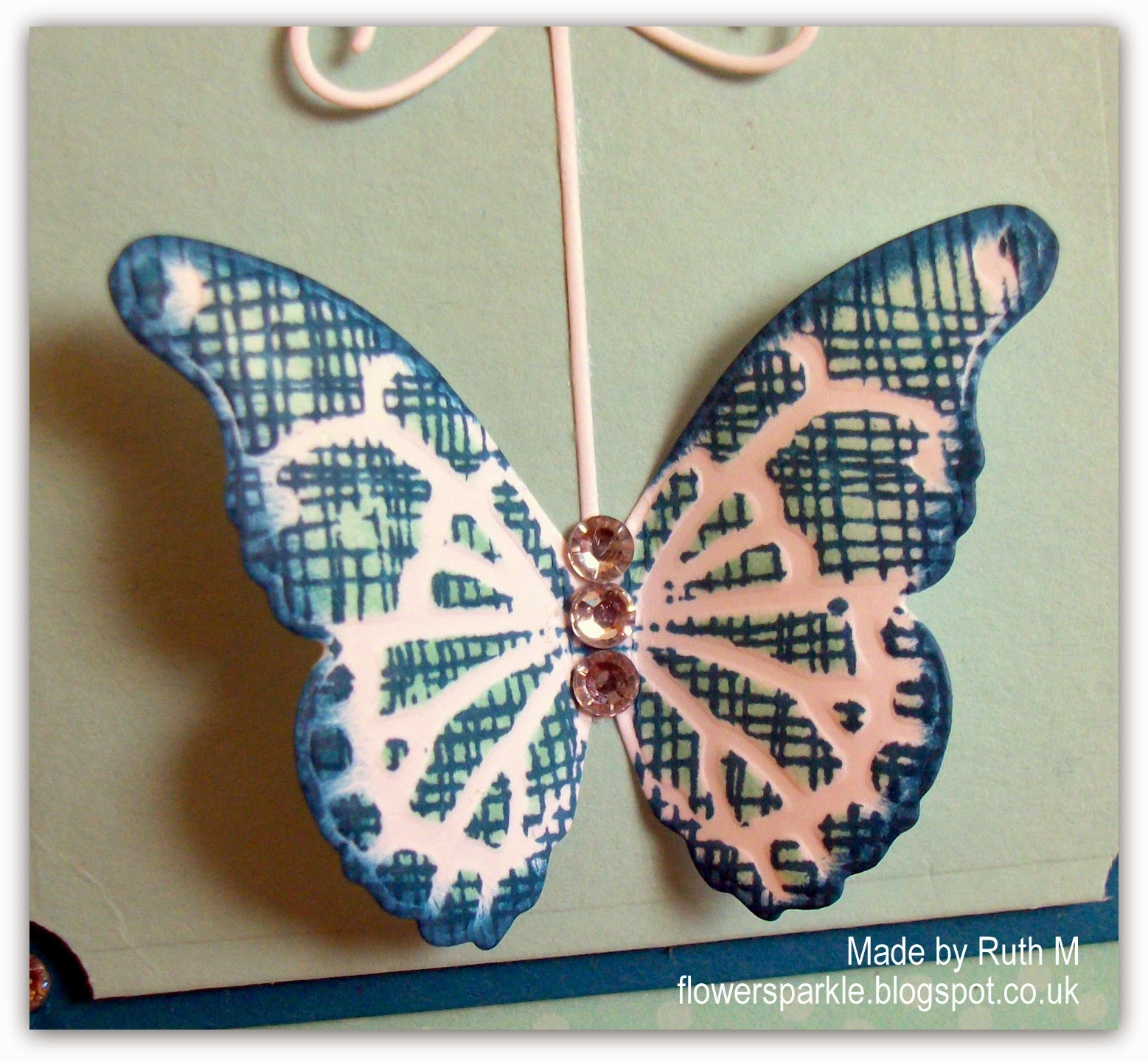 Flower Sparkle Butterflies Good Luck Card HOC April Sketch Challenge