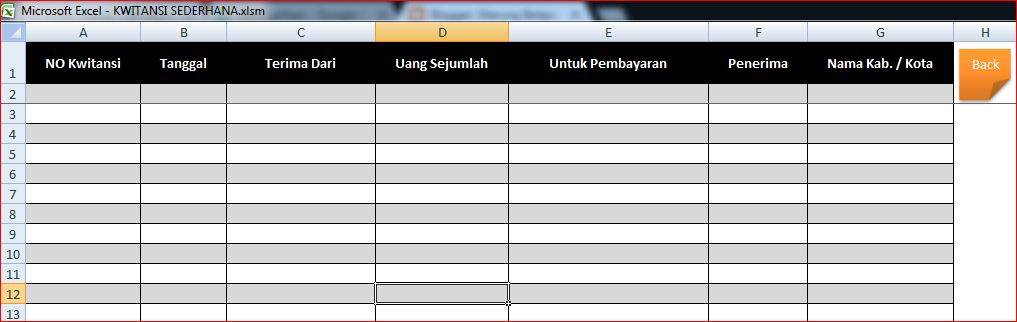Warung Belajar Excel APLIKASI KWITANSI SEDERHANA