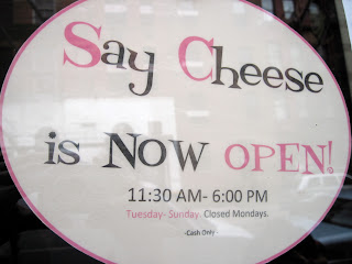 The sign for Say Cheese makes this new in New York restaurant stand out from the street