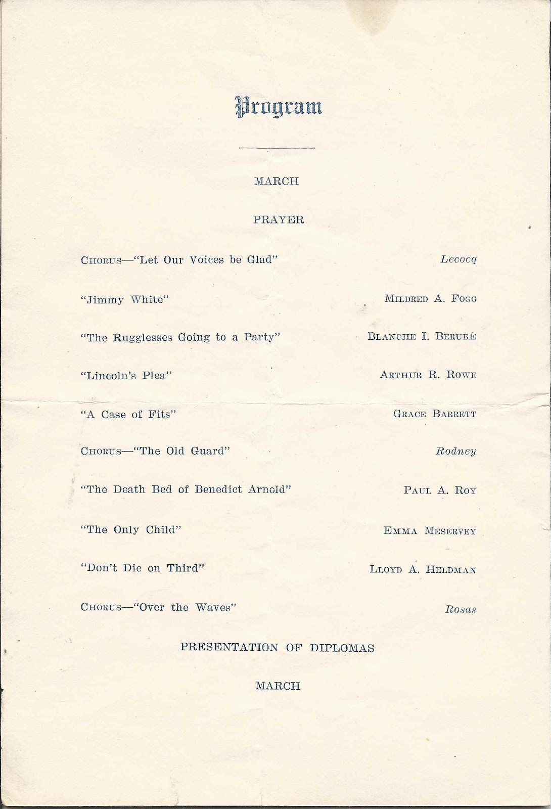 exercises about how grammar Program Reunited: Frye 1922 Graduation Heirlooms of