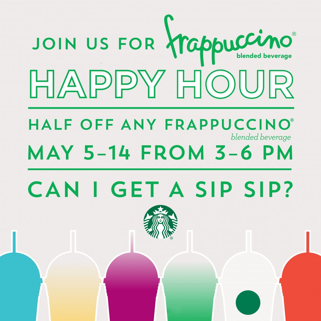 May 5 14 50 Off All Frappuccinos During Starbucks Happy Hour