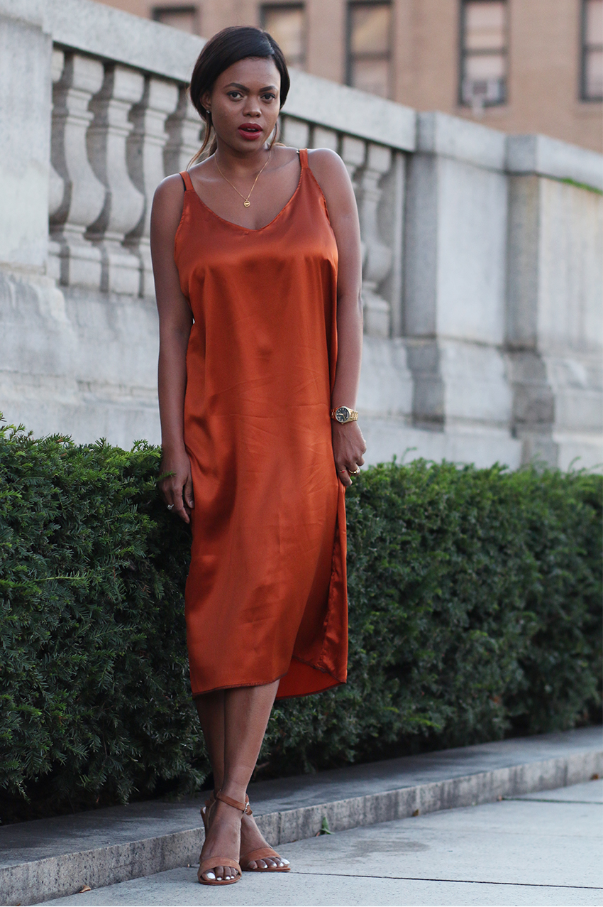 DadouChic Orange Slip Dress