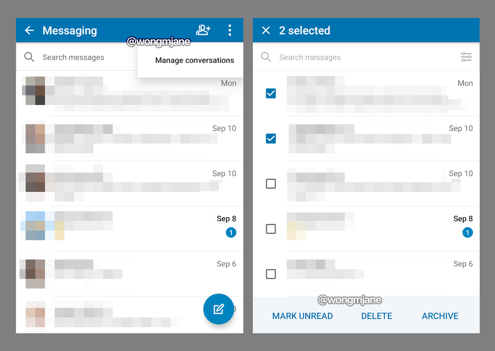 LinkedIn is testing "Manage conversations" that allows managing multiple message threads in batch