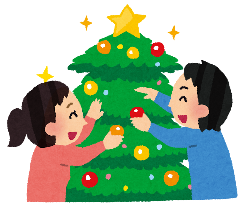 クリスマスツリーの飾り付けをしているイラスト かわいいフリー素材集 いらすとや