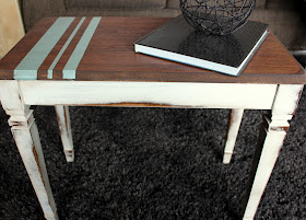 barstool, stripes, cottage style, paint, stain, DIY, tape, shabby, rustic decor, http://bec4-beyondthepicketfence.blogspot.com/2012/02/cottage-stripes.html