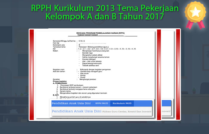 RPPH Kurikulum 2013 Tema Pekerjaan Kelompok A dan B Tahun 2017
