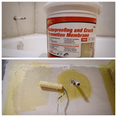 waterproofing crack prevention membrane cement board shower