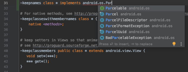 Smart editor feature when writing rules for R8