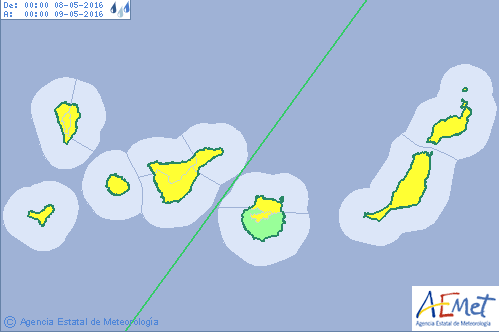 Aviso amarillo lluvia Canarias 8 - 9 mayo Aviso amarillo lluvia Canarias 8 - 9 mayo