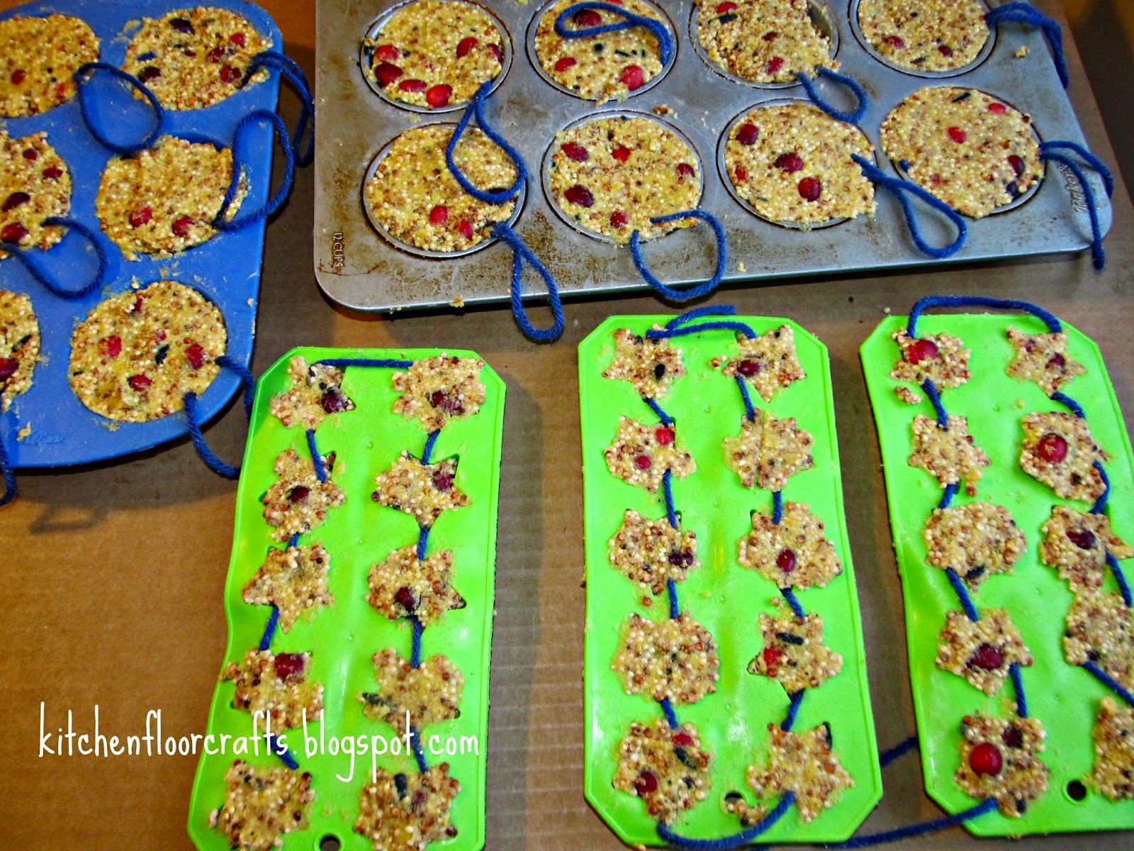 Kitchen Floor Crafts: Bird Feeder Ornaments (As Inspired by The Night Tree)