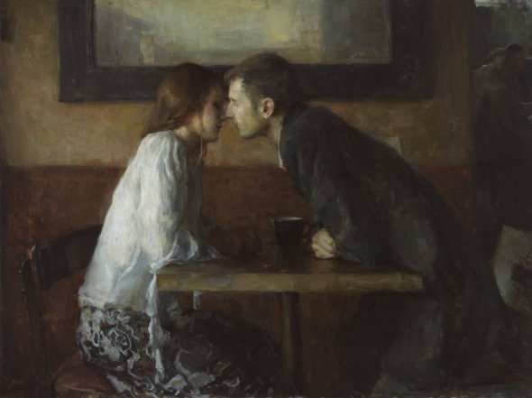 Ron Hicks arte pinturas estilo clássico impressionista romântico casais mulheres beleza doçura sensível emoção