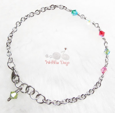 Wire wrapped minima bracelet (Minlet) with Mixed Swarovski Crystal