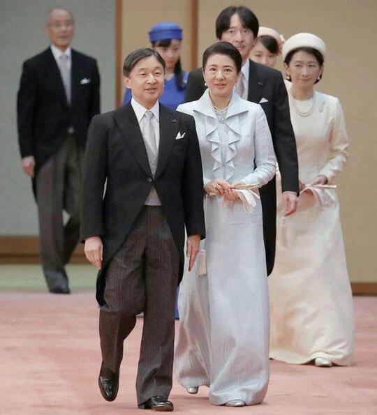 Emperor Naruhito, Empress Masako Crown Prince Akishino, Crown Princess Kiko, Princess Mako and Princess Kako at banquet