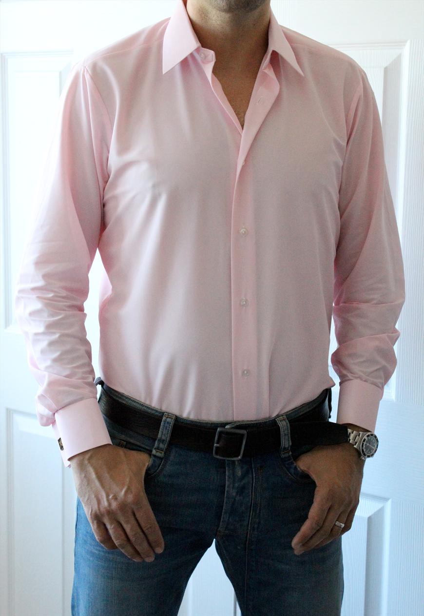 Nylon Shirts: Vintage 60s Pink Nylon Mod Rochester Dress Shirt