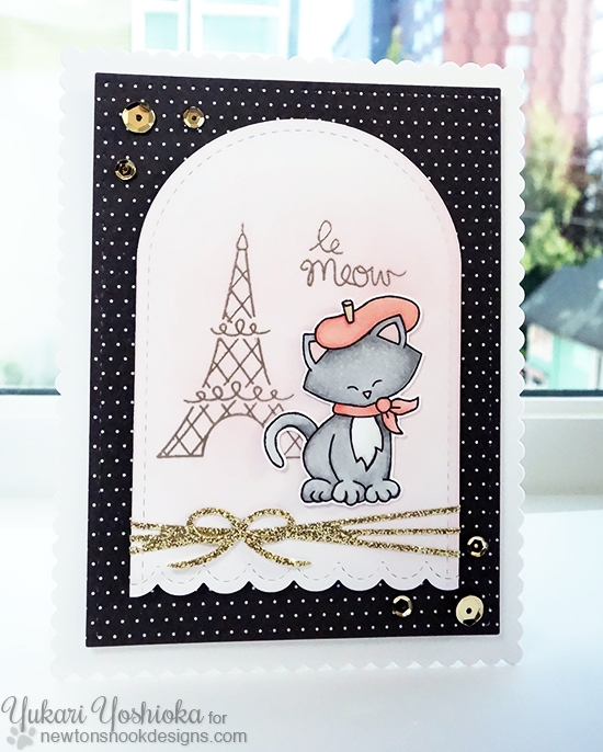 le Meow Card by Yukari Yoshioka | Newton Dreams of Paris stamp set by Newton's Nook Designs #newtonsnook #paris #cat