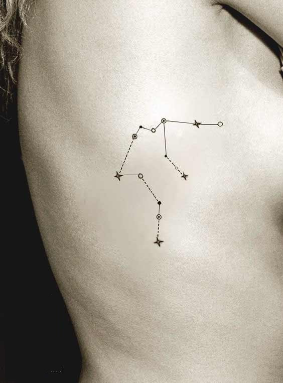 Aquarius constellation tattoos on ribs