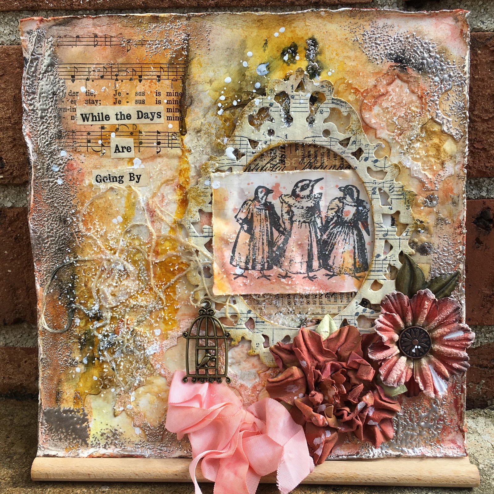 SewPaperPaint Mixed Media Vintage Bird Collage