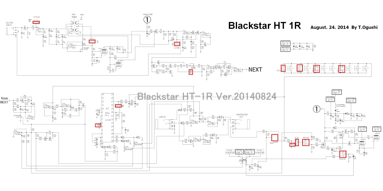おじんHardRocker : BlackStar HT 1R Repair & Schematic 音が出なくなった基板の修理