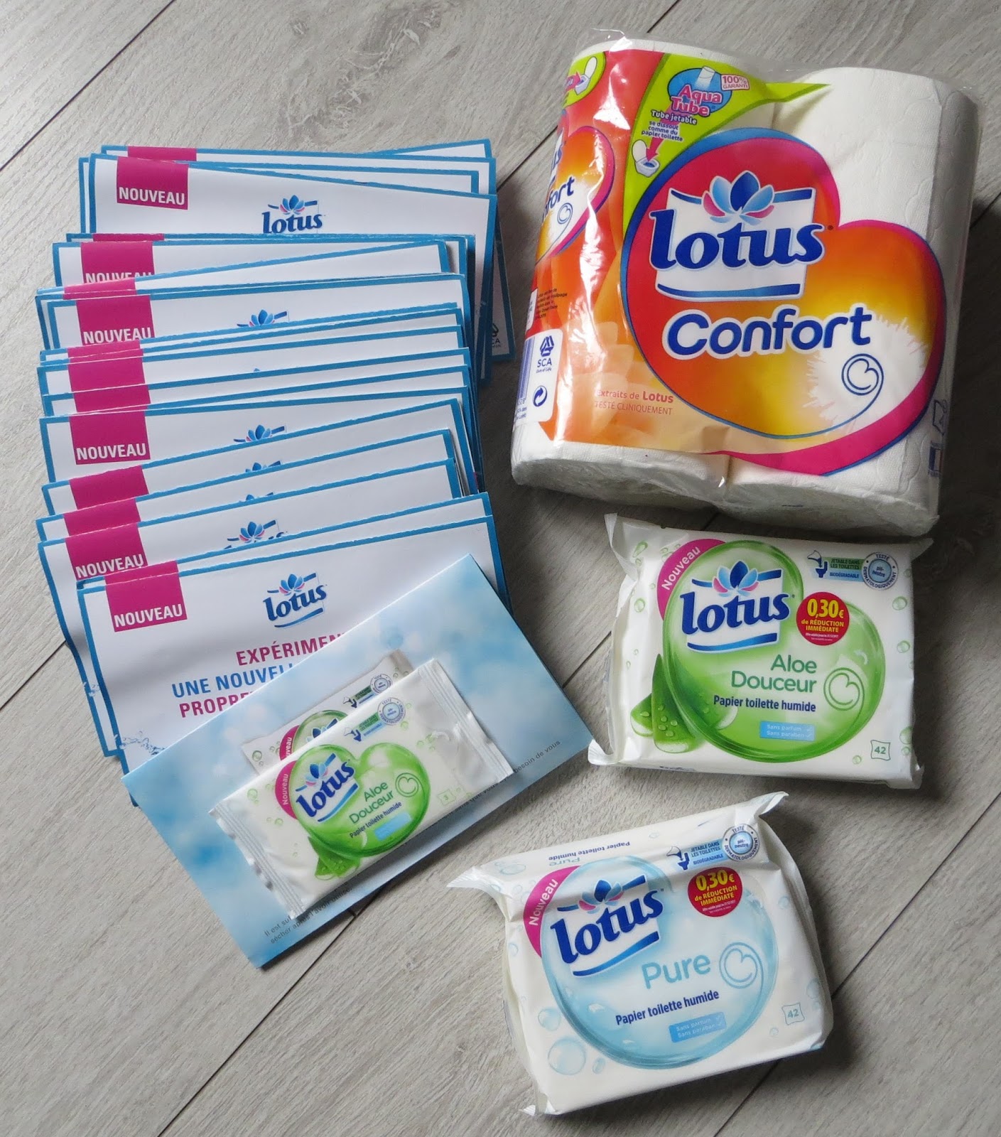 LOT DE 3 - LOTUS - Papier toilette humide en lingettes Aloé Vera - paquet  de 42