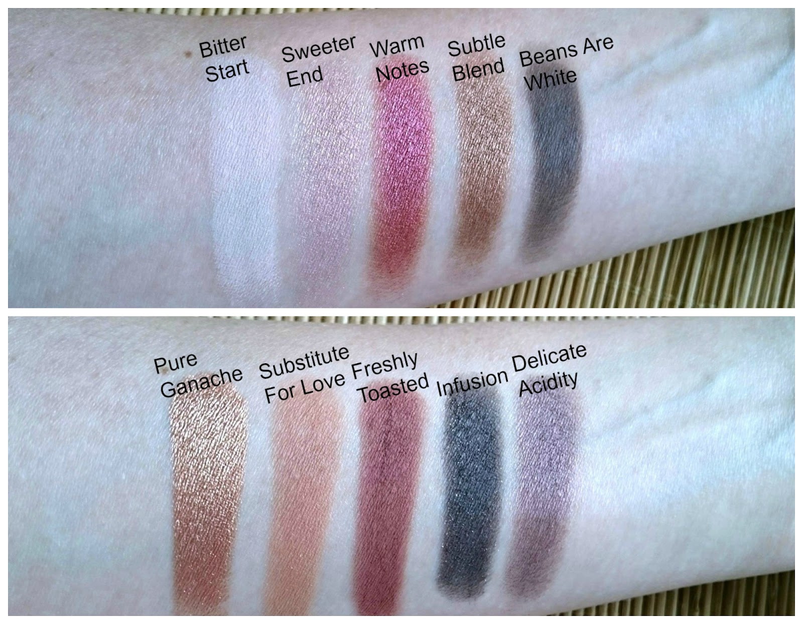 Zoeva Cocoa Blend palette swatches