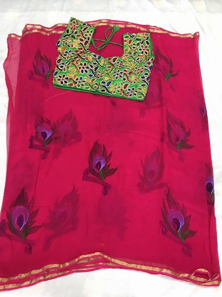 TELUGU WEB WORLD: Pure georget DESI SAREES with stiched blouse