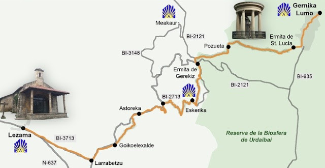 Mapa de la etapa de Gernika a Larrabetzu. Consumer.