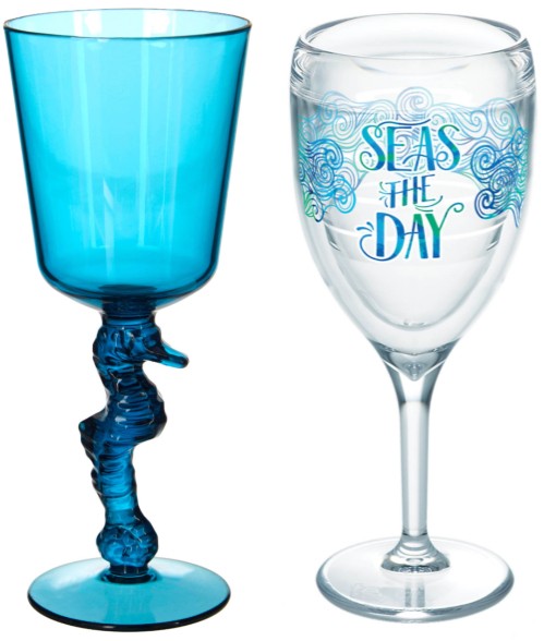 Acrylic Coastal Beach Theme Wine Glasses