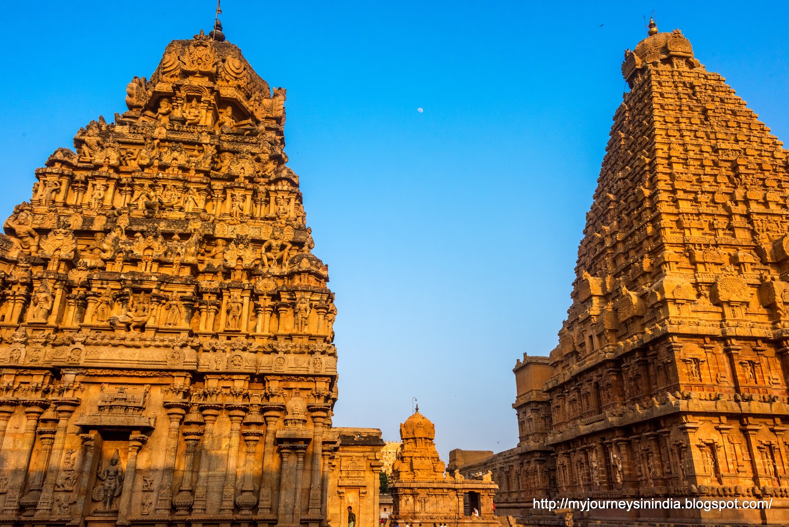 Thanjavur Brihadeeswarar Temple Twin Tower and Moon