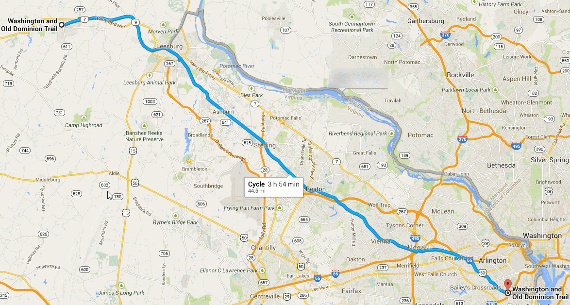 Naar Amerika Washington amp Old - 2 W&OD Google Maps