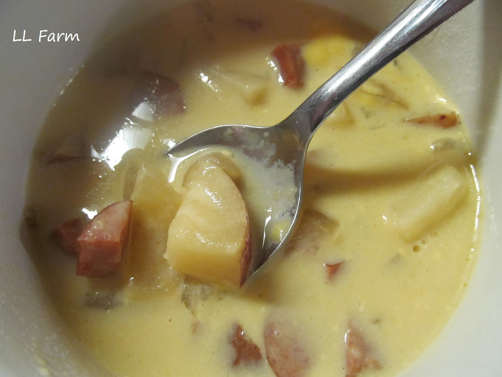 LL Farm Crock Pot Cheesy Smoked Sausage and Red Potato Soup