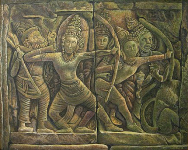lukisan relief candi prambanan