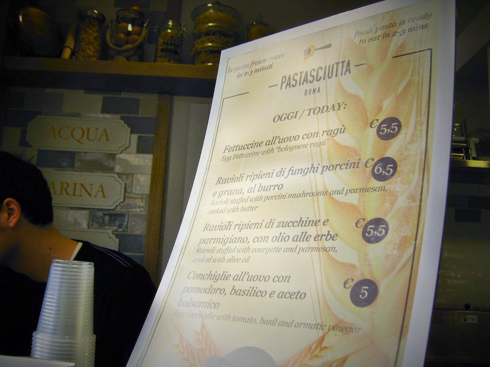 menu Pastasciutta