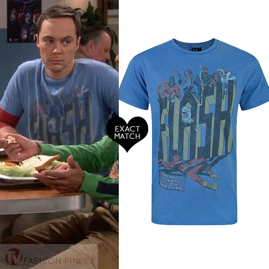 Sheldon Cooper in blue Flash Super Villains t-shirt on The Big Bang ...