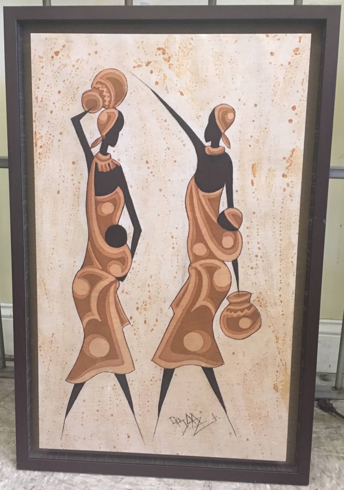 Uhuru Furniture & Collectibles Pair of Framed African Art 95 SOLD