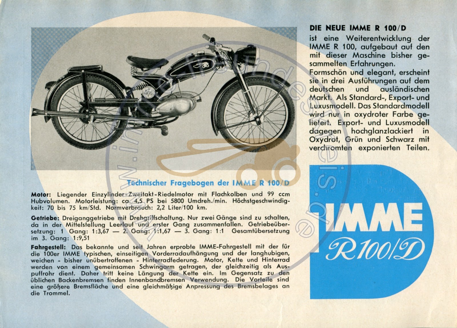 Imme R100/D Motorcycle Brochure